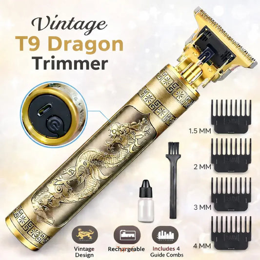 Vintage T9 Professional Trimmer – Close-Cutting T-Blade Hair Clipper for Men - Metal Body